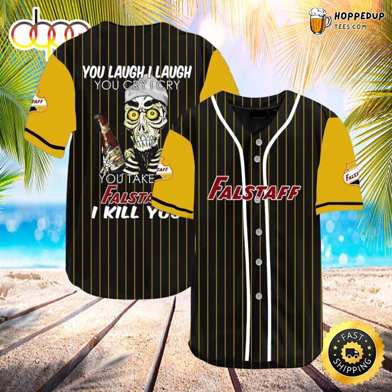 Falstaff Beer Halloween I Kill You Themed Baseball Jersey Design