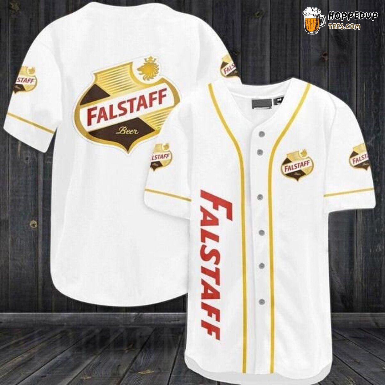 Falstaff Beer White Classic Logo Baseball Jersey Brewer Collectible
