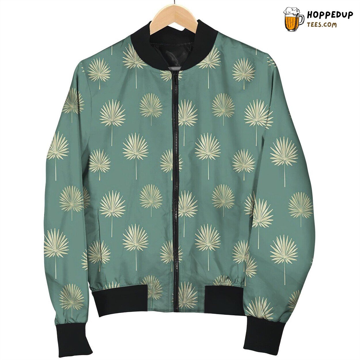 Fan Palms Light On Green Bomber Jacket