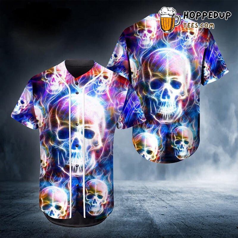 Fantasy Color Skull Baseball Tee Jersey Shirt Printed 3D