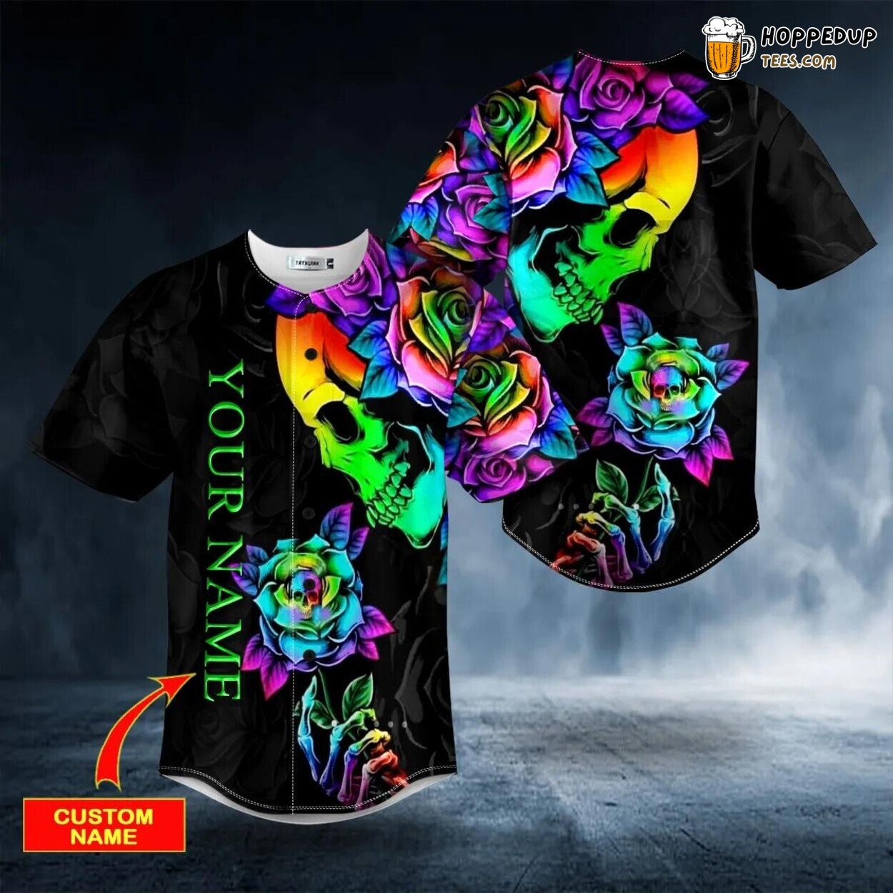 Fantasy Roses Skull Baseball Jersey Authentic Unique Custom Edition