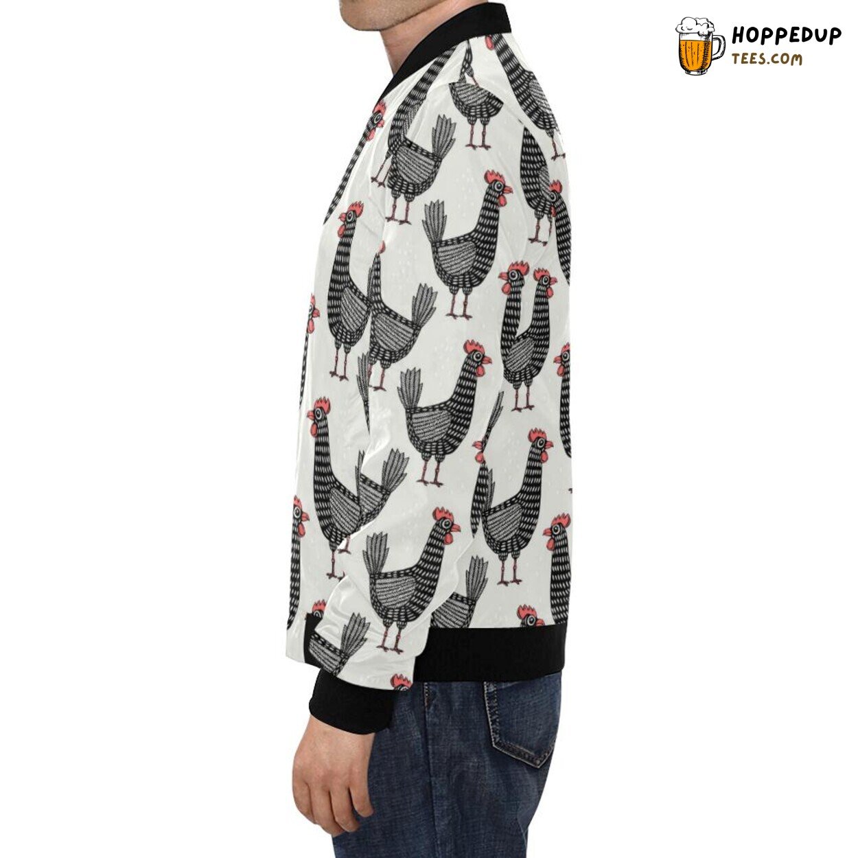 Farm Chicken Exclusive Pattern Print Men’s Bomber Jacket Design Look