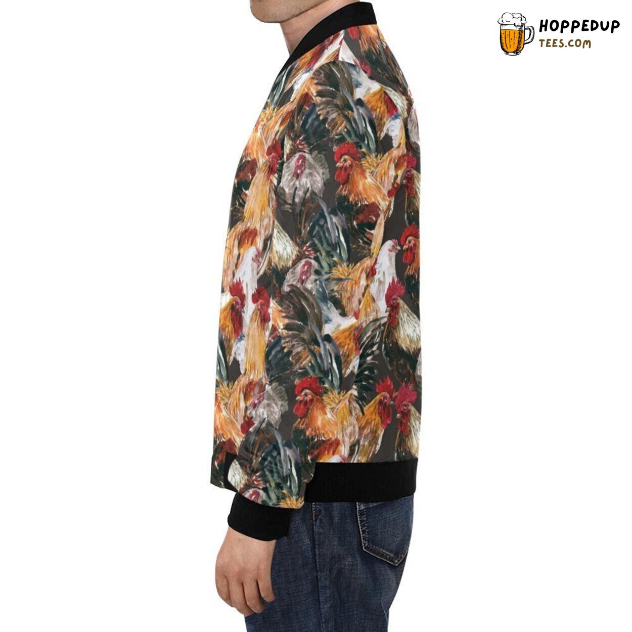 Farm Chicken Hen Design Men’s Bomber Jacket Countryside Inspired Fashion Look