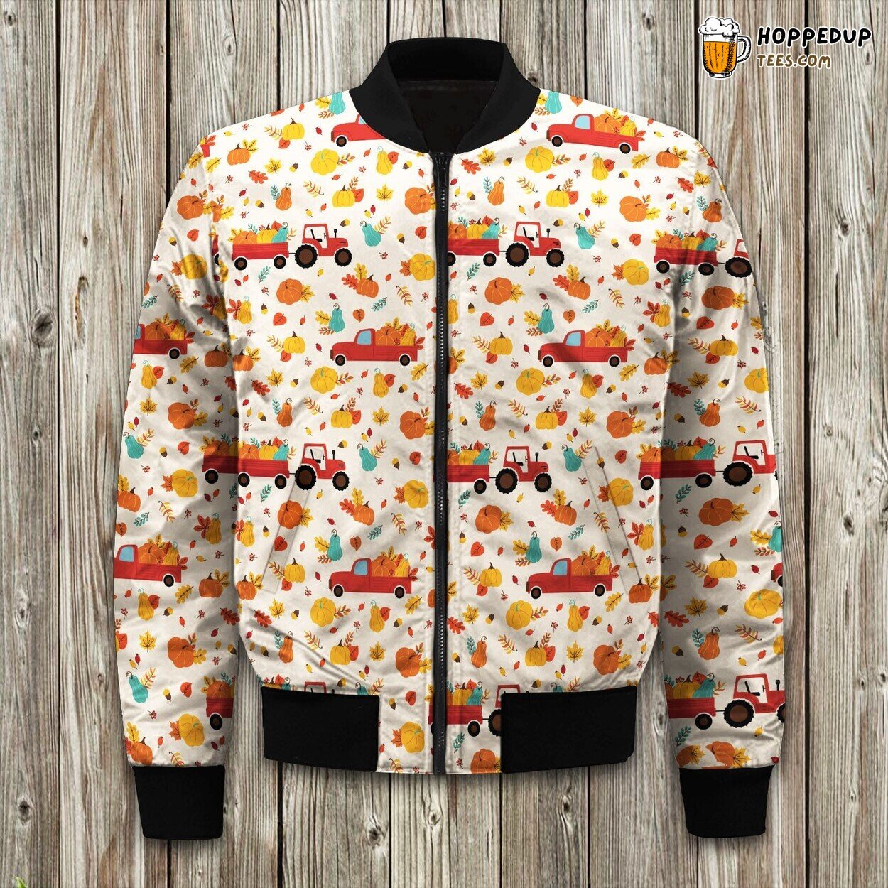 Farm Fall Pumpkin Bomber Jacket