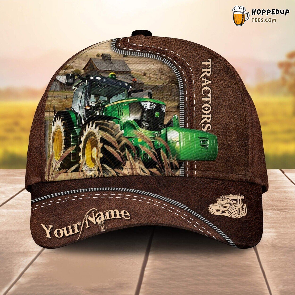 Farm Tractors Leather 3D Cap Animal Lovers Customized Baseball Print