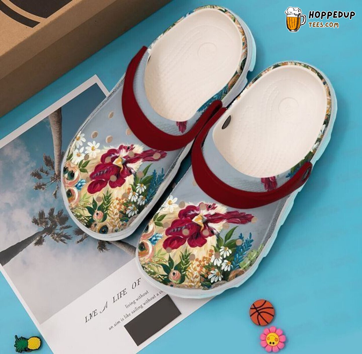 Farmer Chicken Flower Classic Themed Comfortable Clogs Shoes Unique Design