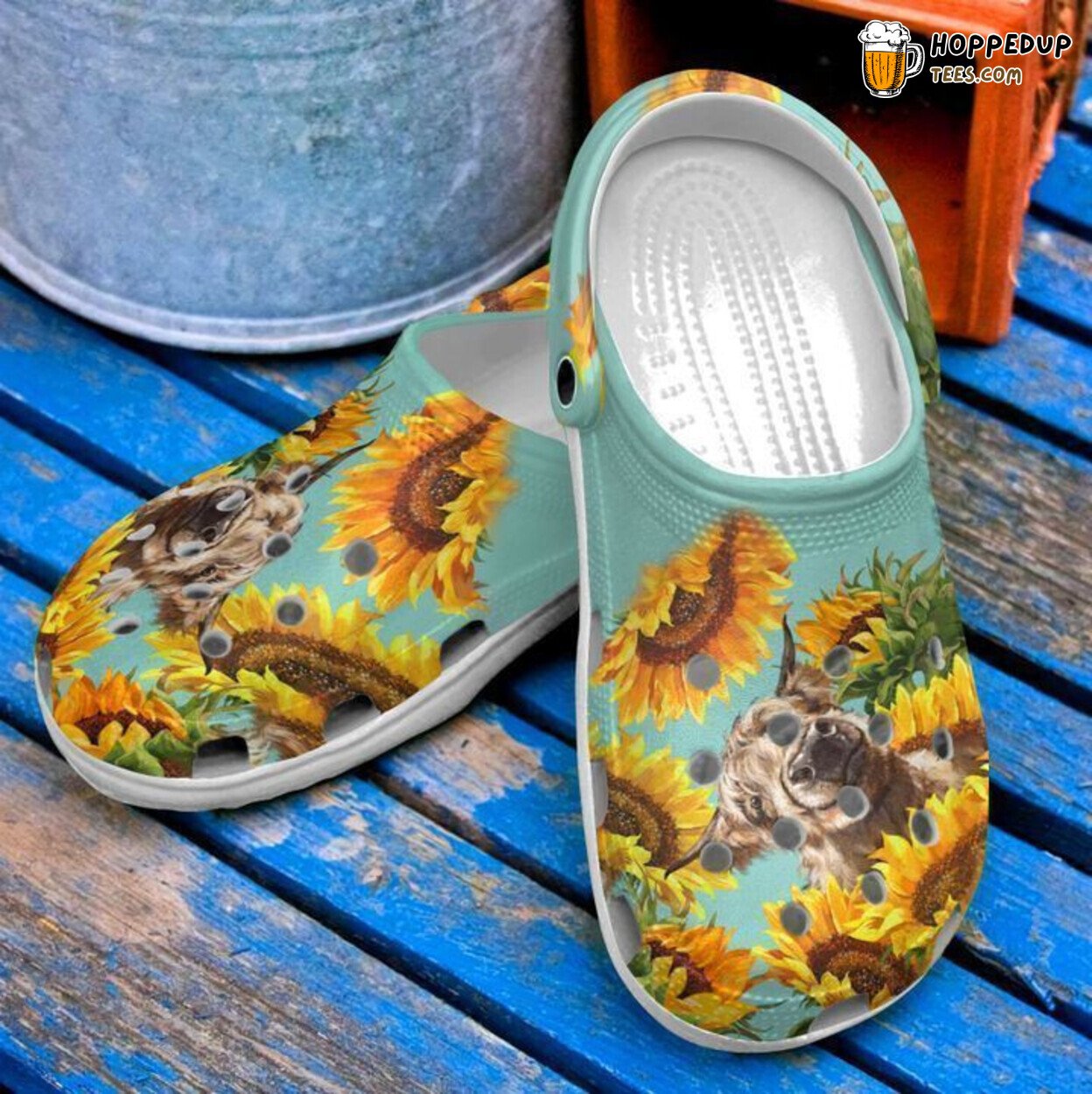 Farmer Cow Sunflower Themed Classic Comfortable Unique Clogs Shoes