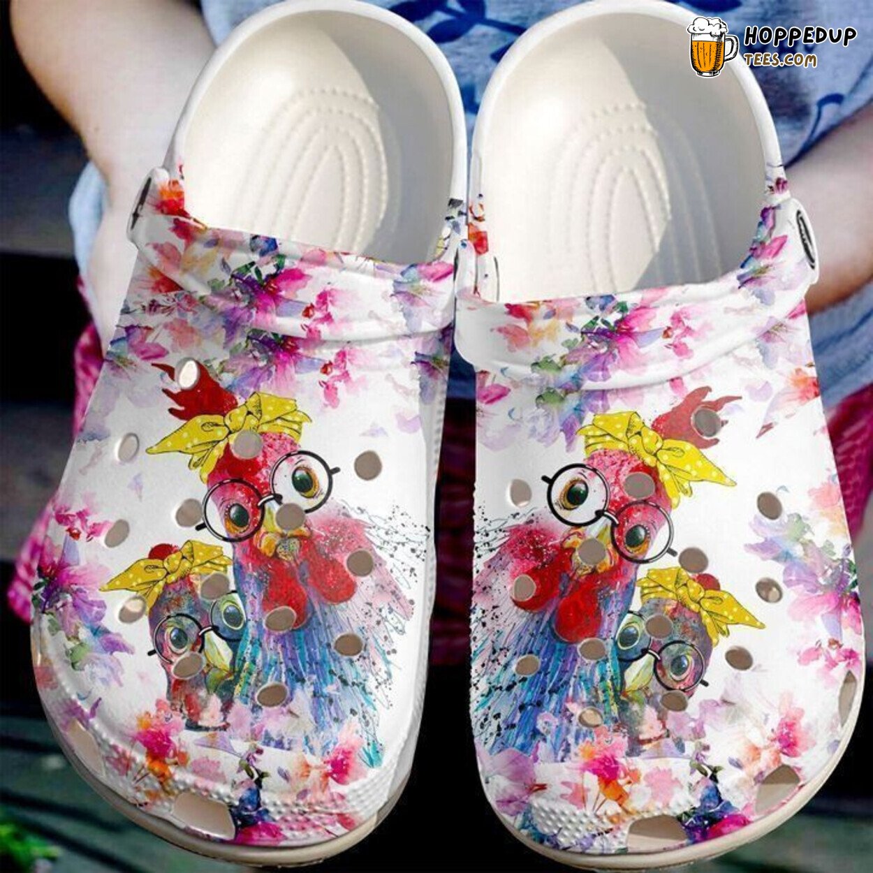 Farmer Crazy Chickens Theme Classic Comfortable Clogs Shoes Unique Design