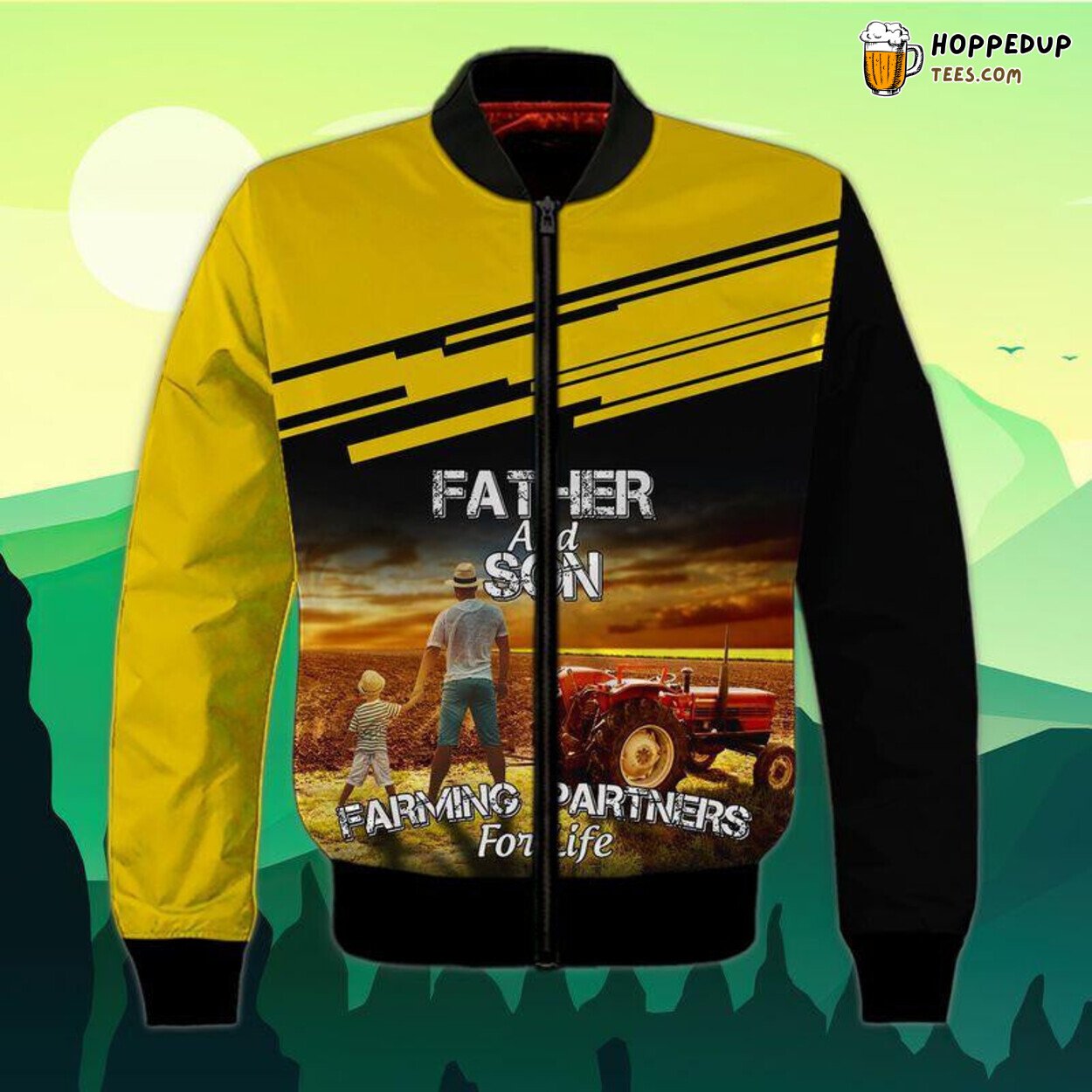 Farmer Dad And Son Farming Partners 3D Printed Bomber Jacket Gift For Dad Gift For Father Father’s Day Gift Ideas