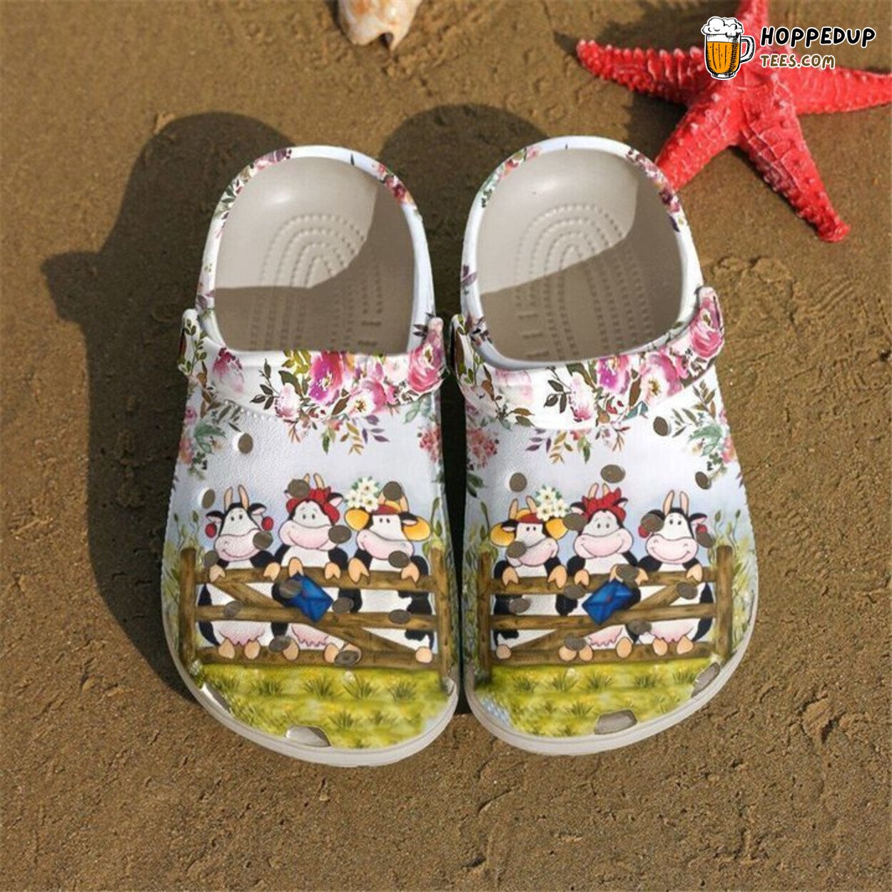 Farmer Floral Cow Pattern Classic Clogs Durable Farming Inspired Footwear