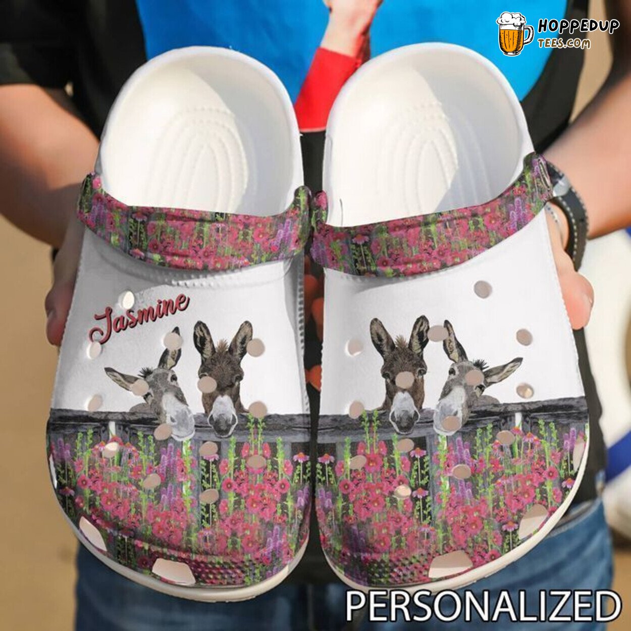 Farmer Personalized Donkey Couple Theme Classic Comfortable Clogs Shoes