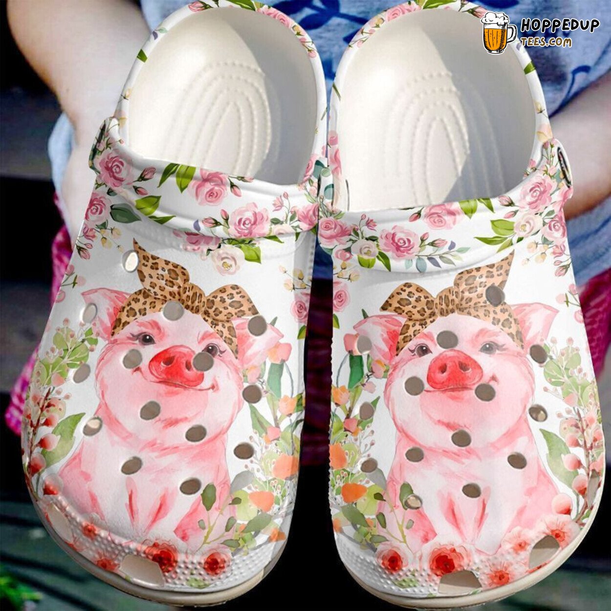 Farmer Pig Leopard Pattern Themed Comfortable Unique Clog Shoes