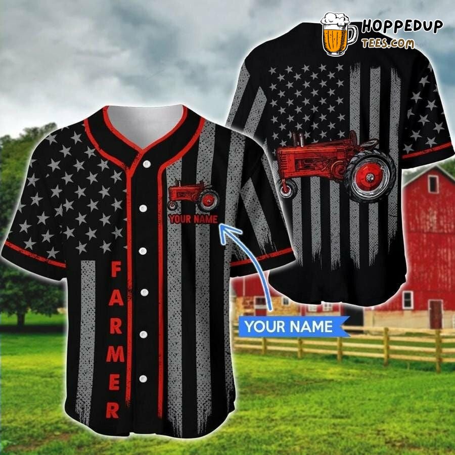 Farmer Red Tractor Personalized Unique Baseball Jersey Distinctive Design