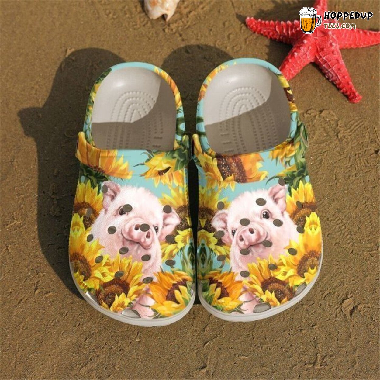 Farmer Sunflower Pig Themed Comfortable Unique Design Clog Shoes