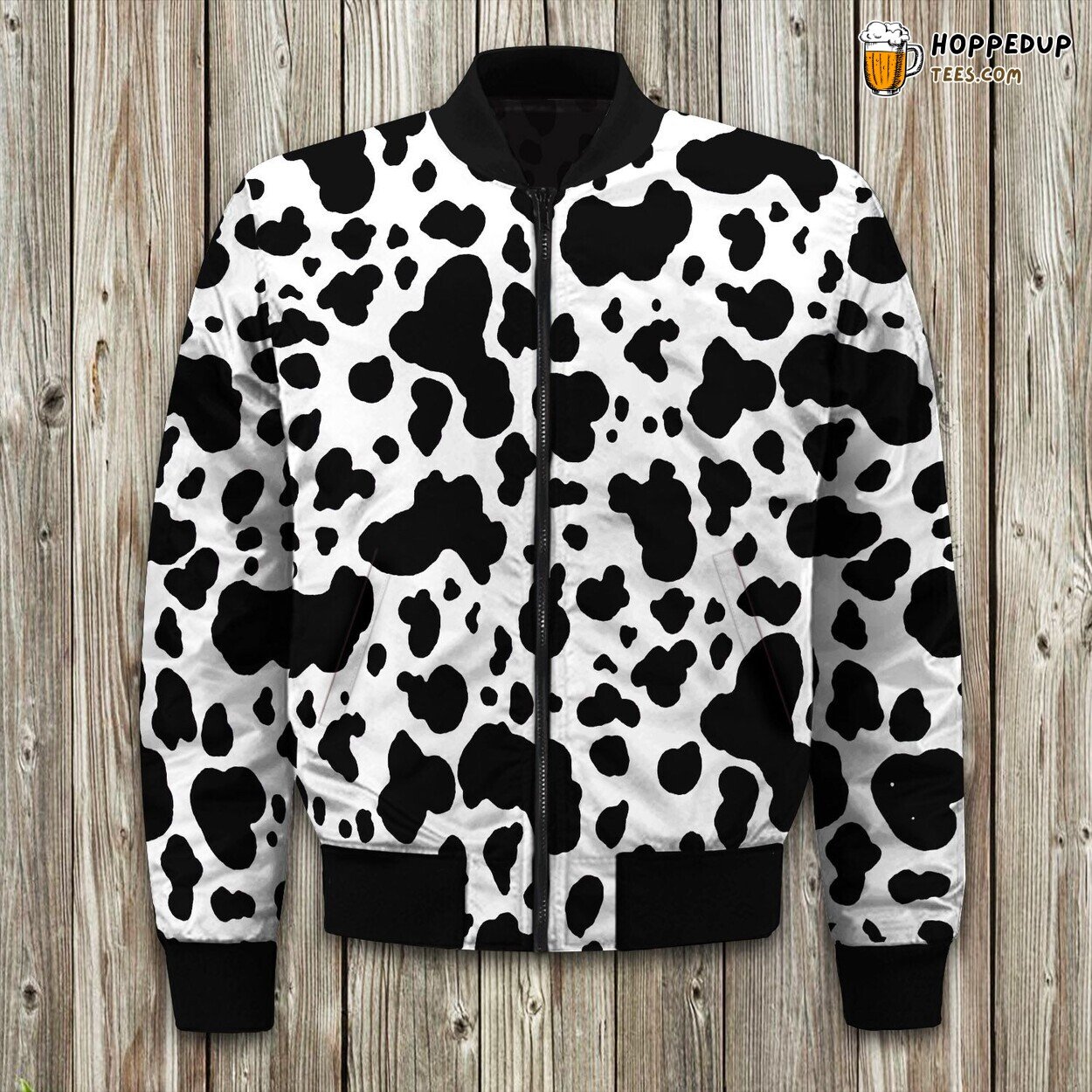 Farmhouse Cow Design Winter Bomber Jacket Luxuriously Padded Warmth Ensured