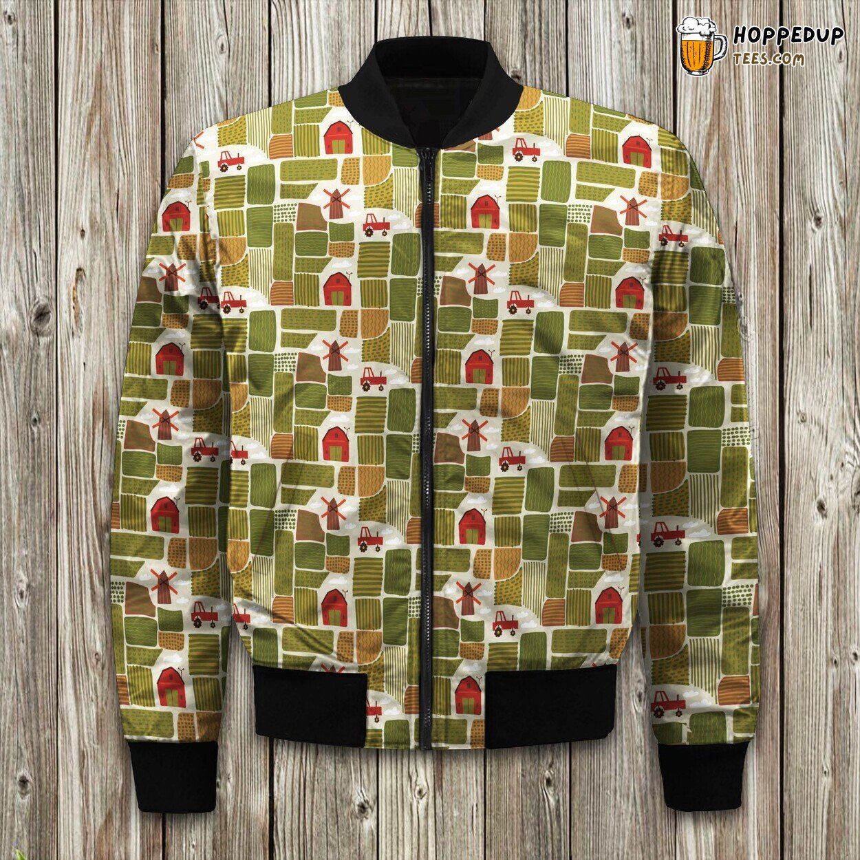 Farming Field Red House Bomber Jacket