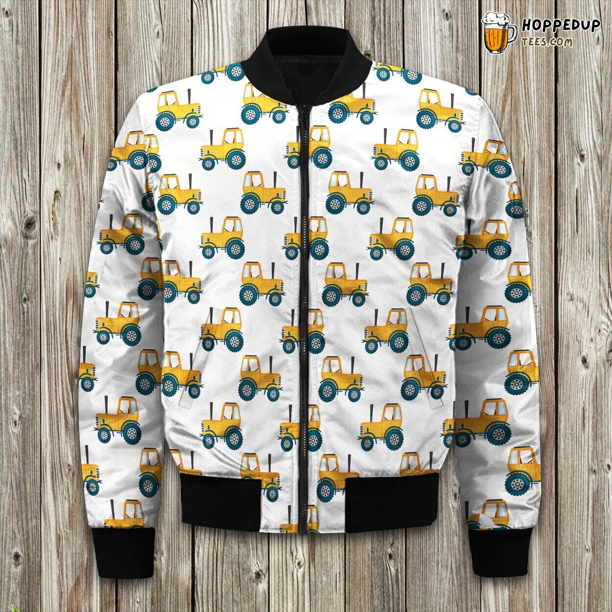 Farming Tractor On White Background Bomber Jacket