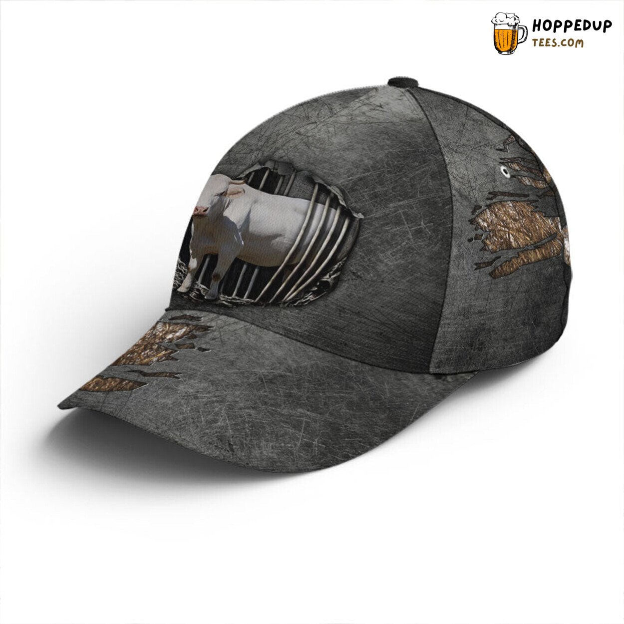 Farming Tribute Cattle White Cow Unique Design Statement Baseball Cap