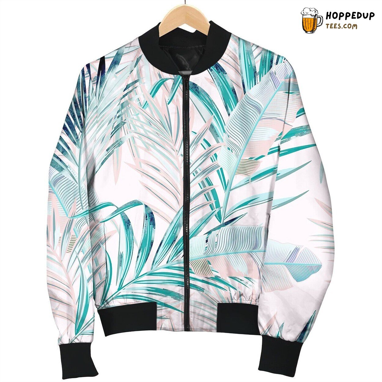 Fashion Floral Pattern With Tropical Palm Leaves Bomber Jacket