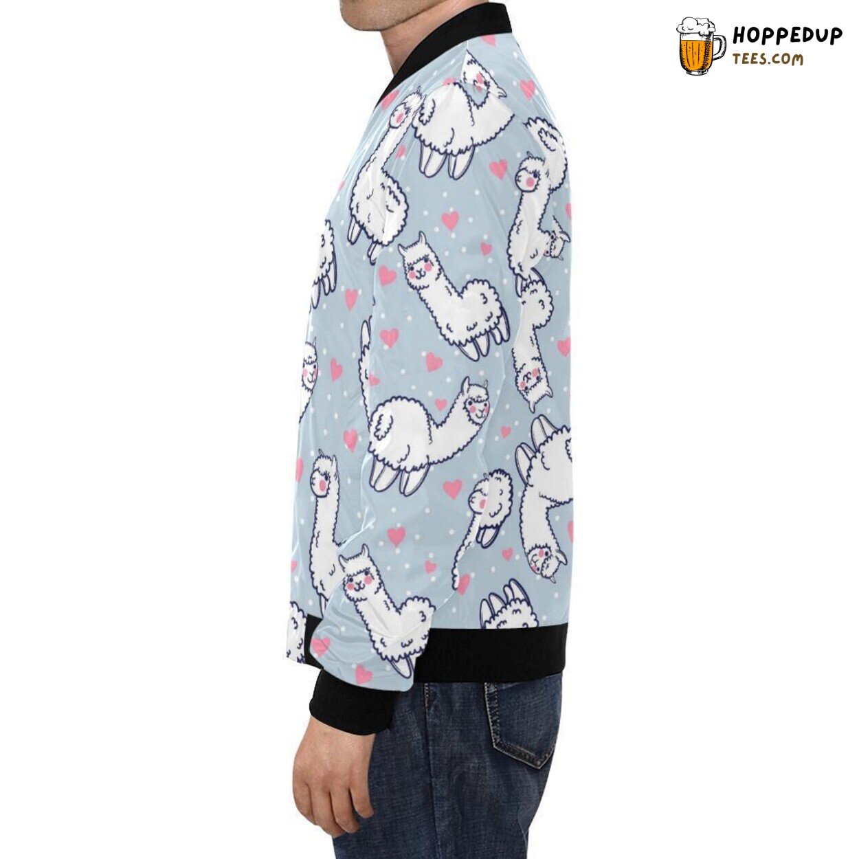Fashion Forward Men’s Bomber Jacket with Llama Pattern Print