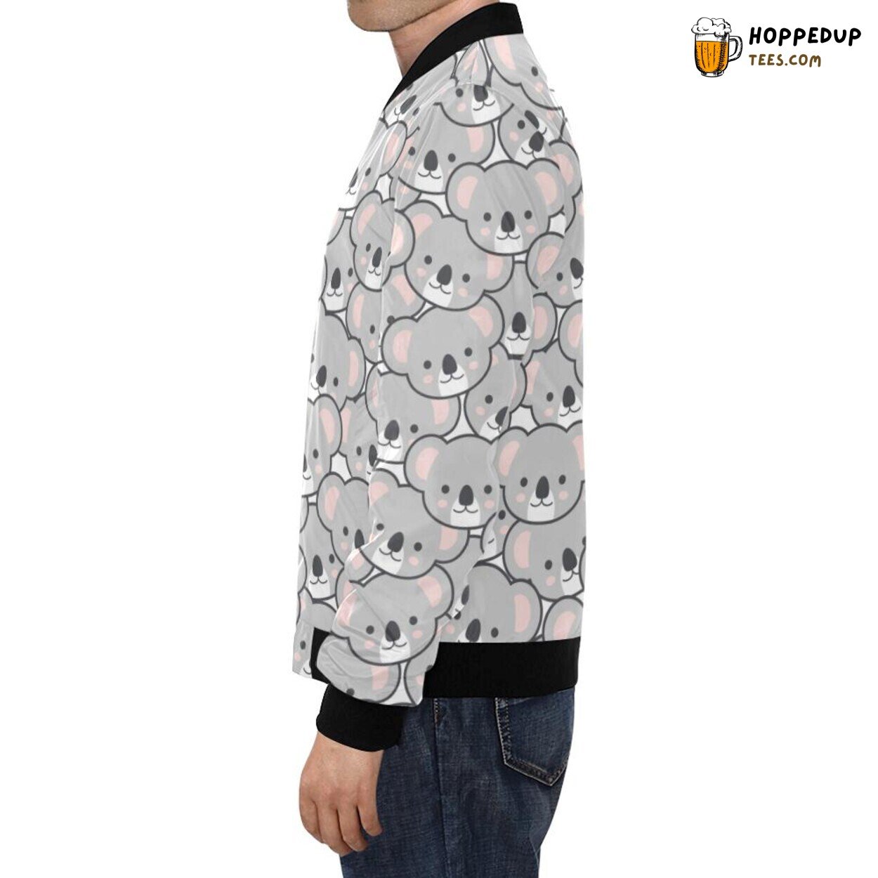 Fashion Forward Men’s Bomber Jacket with Trendy Koala Pattern Print