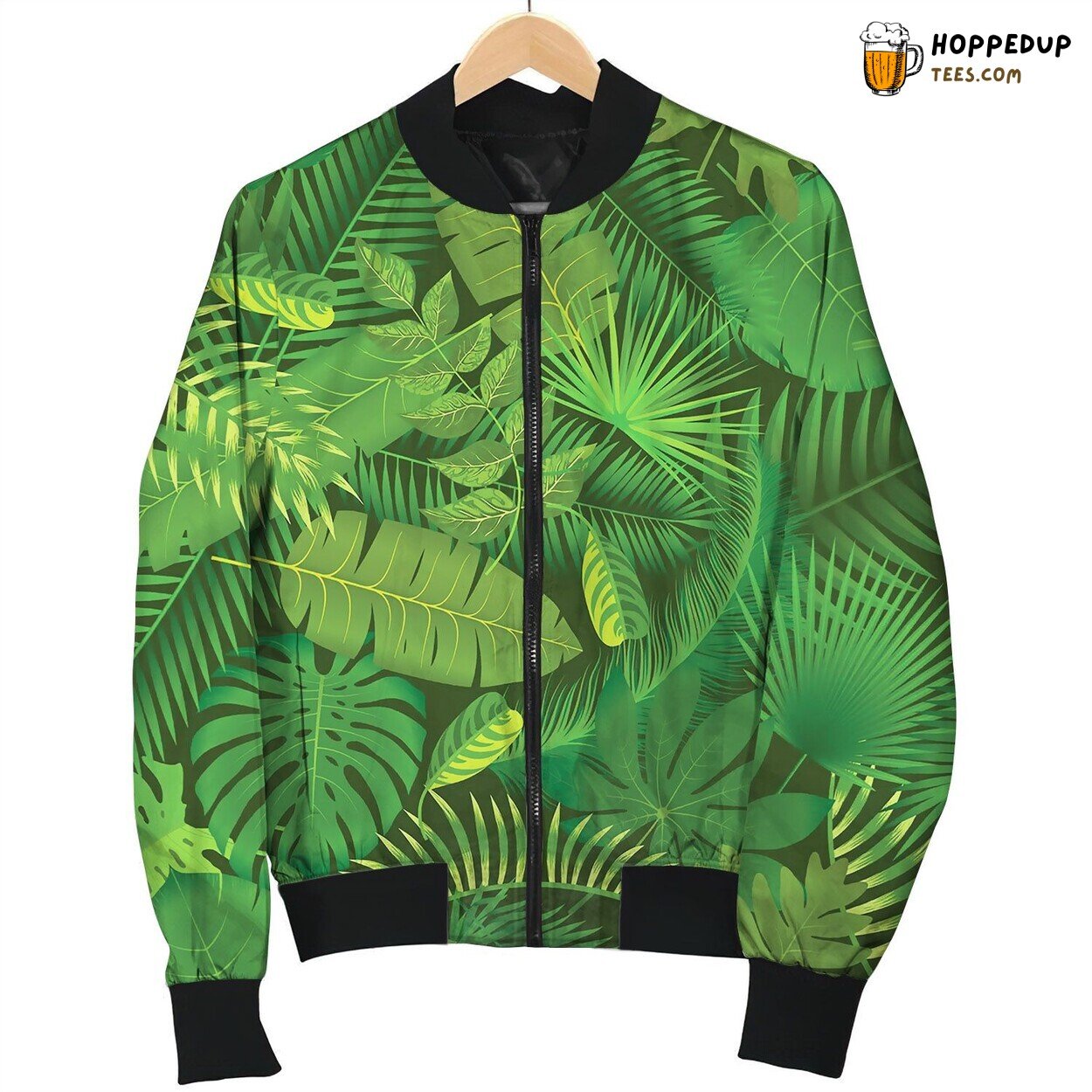 Fashionable Seamless Tropical Pattern Bomber Jacket