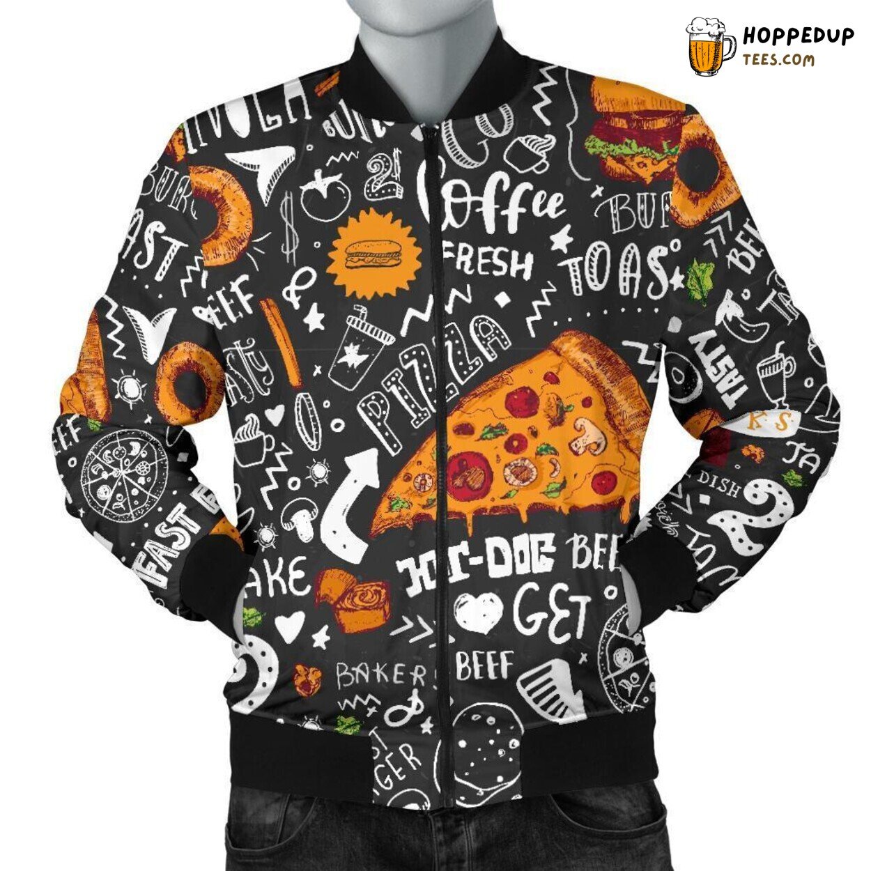 Fastfood Delicacies Men’s Bomber Jacket Unique Essence Pattern Design Art