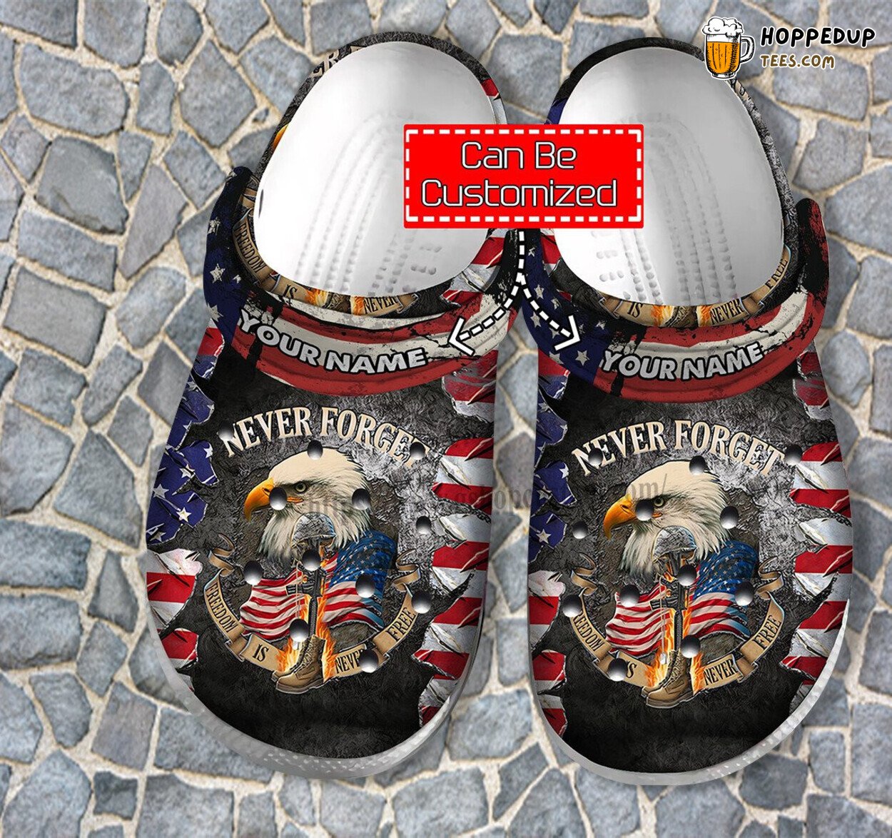 Father Day 2022 Military Eagle Men Army Veteran USA Flag Clogs