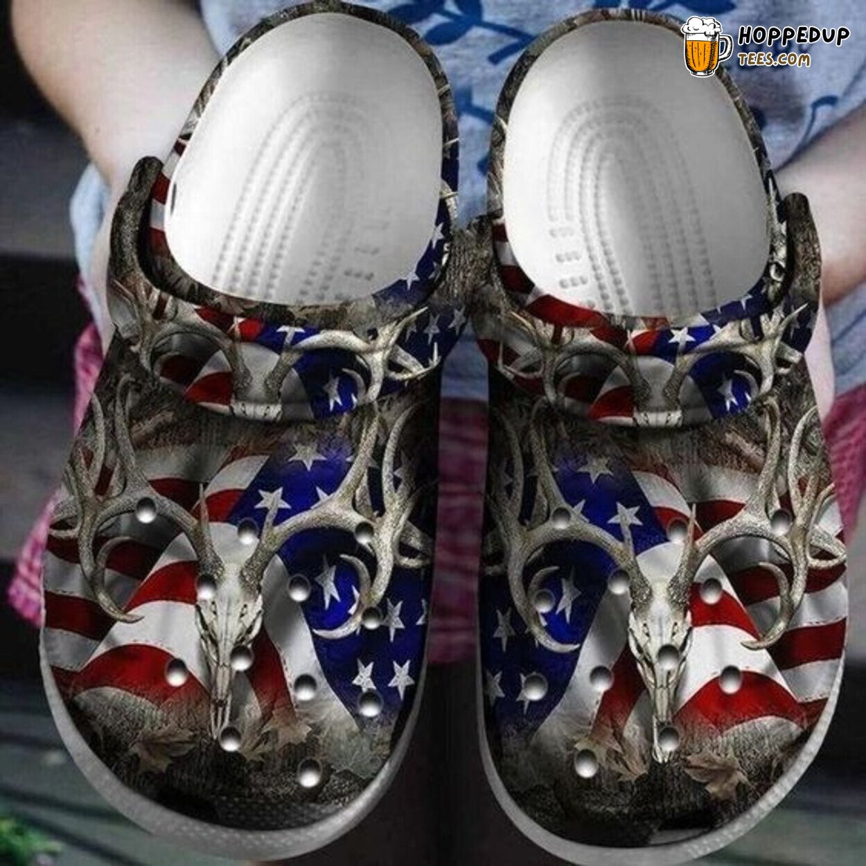 Father Hunting Deer American Flag Lover Gift Comfortable Rubber Clogs