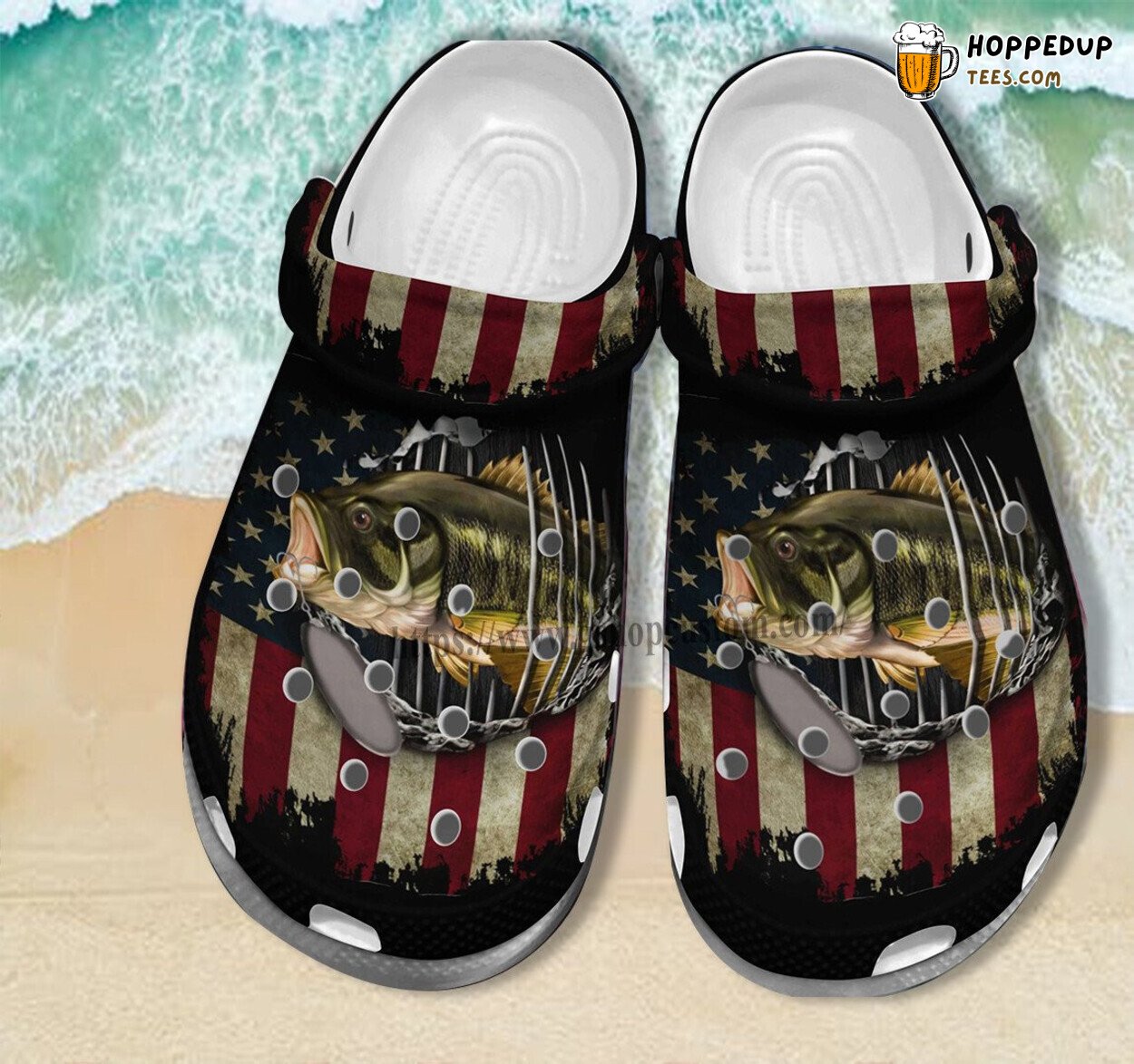 Father’s Day 2022 Fishing Croc Shoes Men USA Flag Theme Grandpa Gift