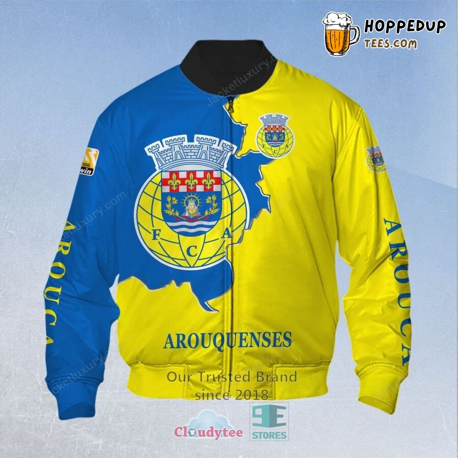 FC Arouca Football Exclusive Yellow Blue Stylish Bomber Jacket Trim