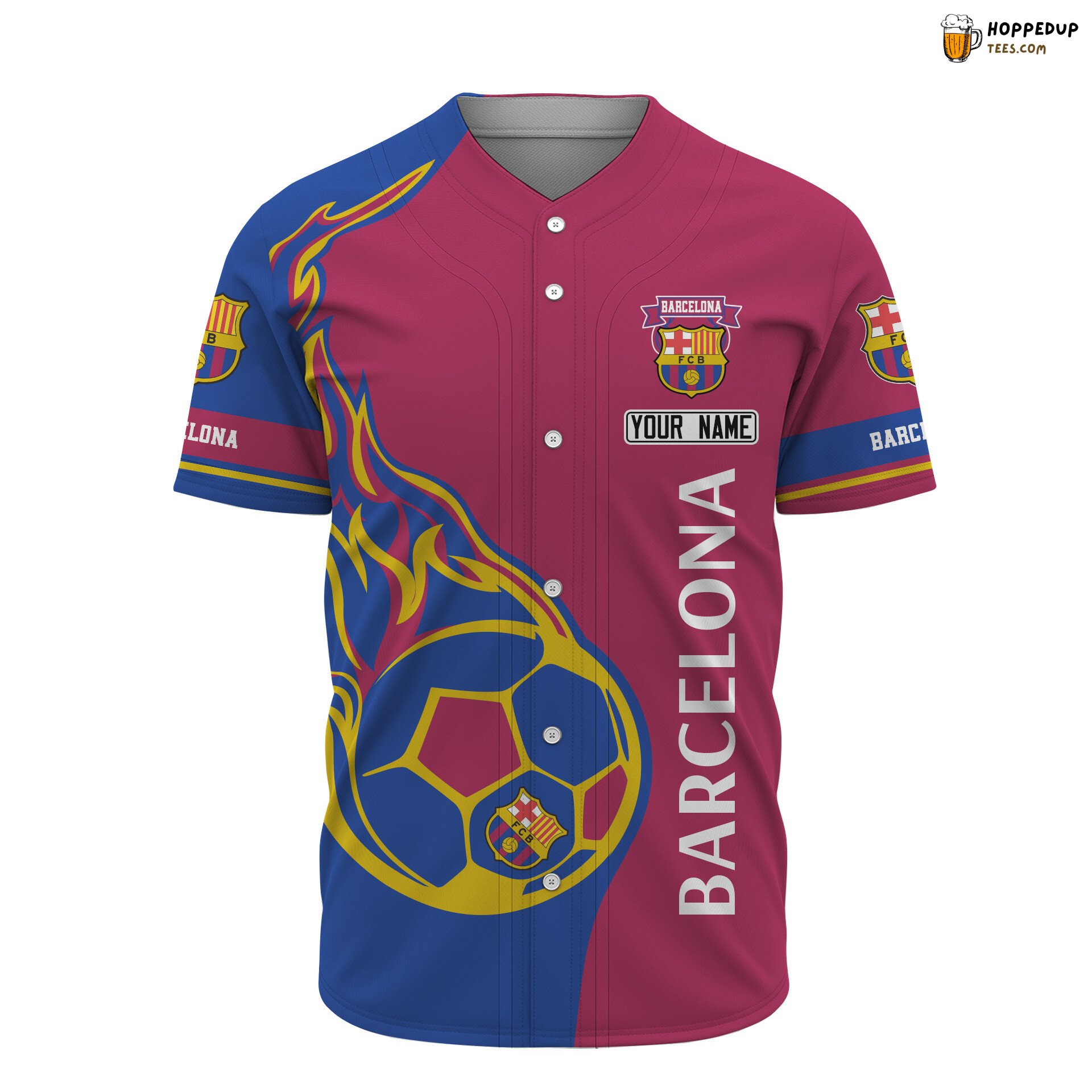 FC Barcelona Custom Name Red Blue Ball Baseball Jersey Unisex Shirt