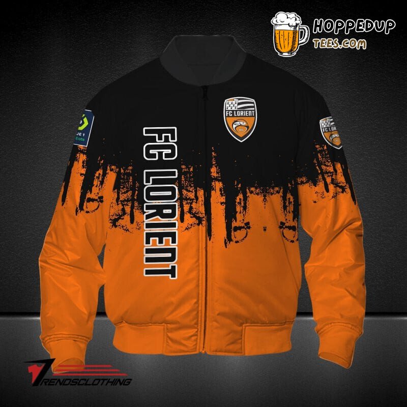 FC Lorient Soccer Yellow Black Team Supporter Bomber Jacket Style