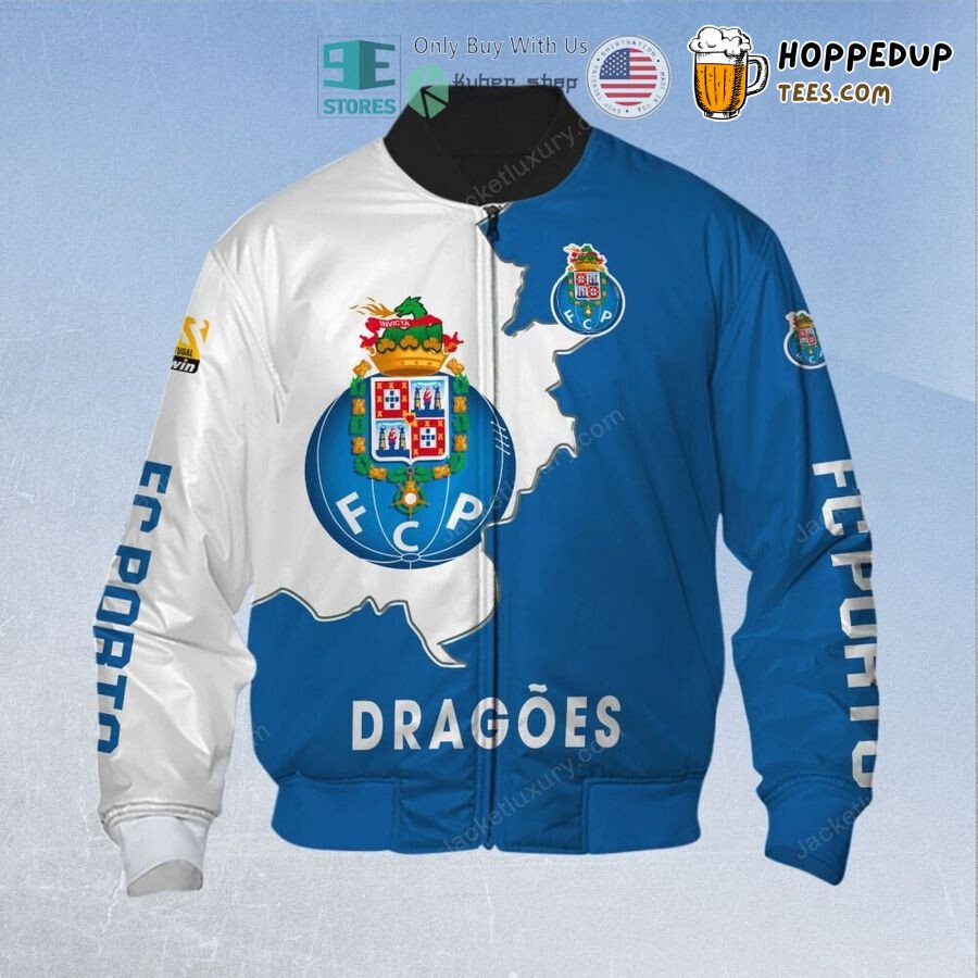 FC Porto Dragoes Blue White Football Passion Bomber Jacket