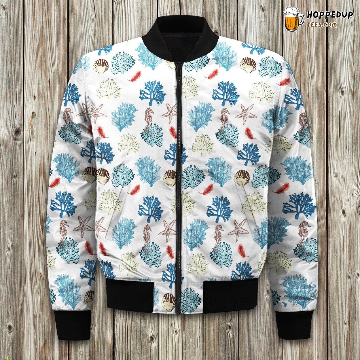 Feathered Reef Coastal Bomber Jacket Series Elegance Warm Winter Comfort Style