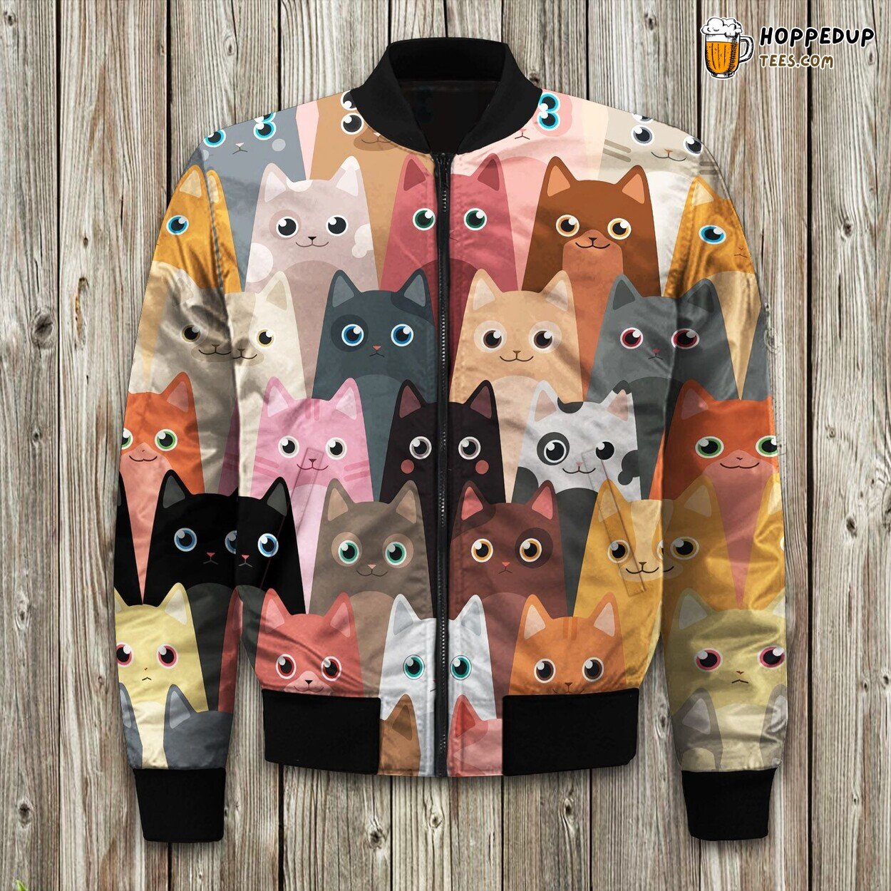 Feline Charm Bomber Jacket Winter Embrace of Cat Lovers’ Elegance