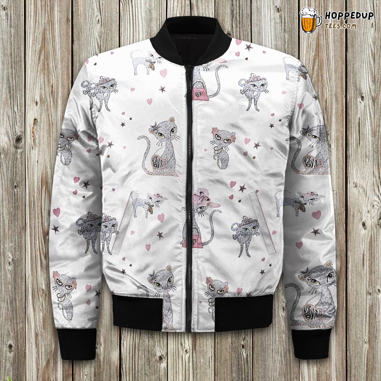 Feline Charm Cat Winter Jacket Bomber Style Cozy Comfort Durable Apparel