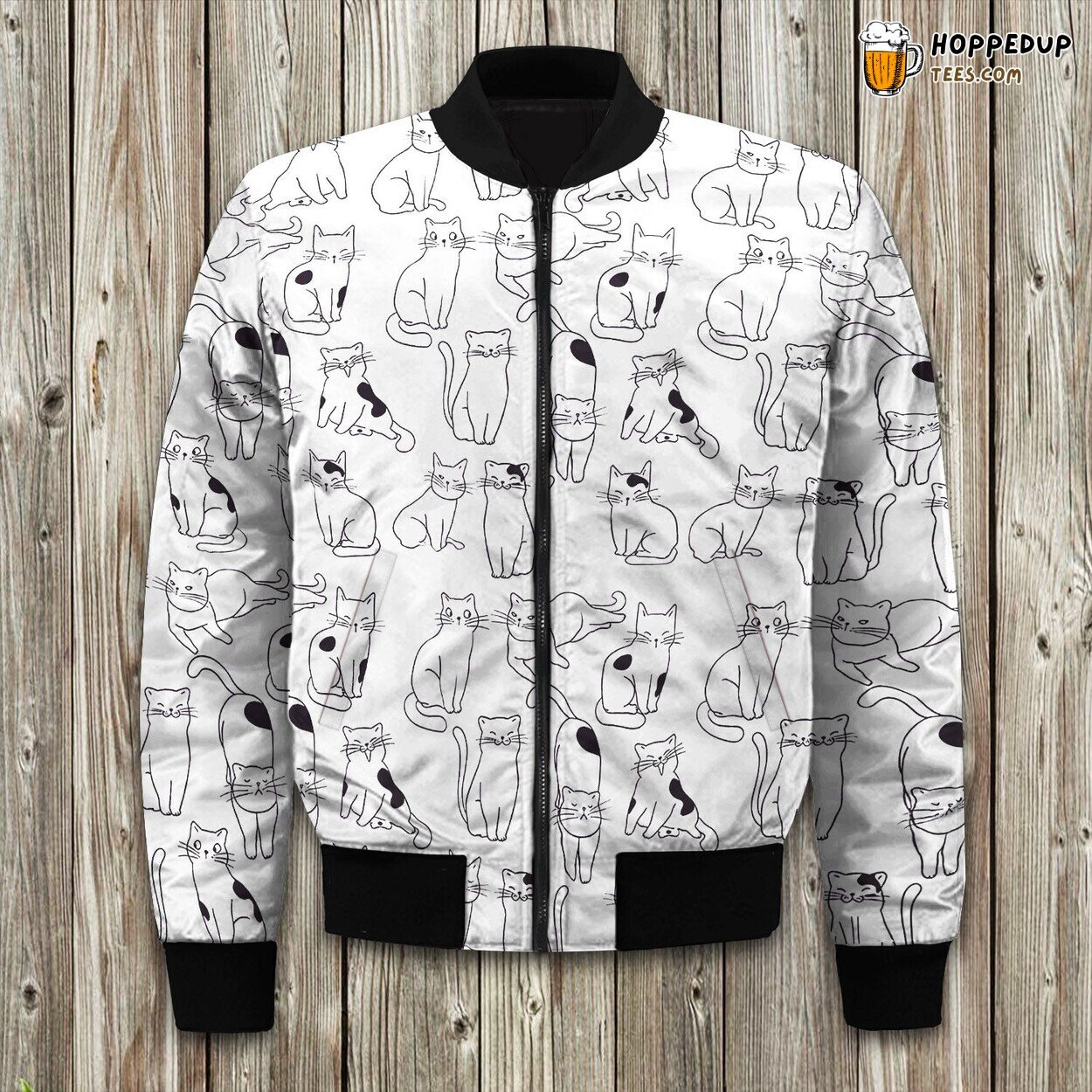 Feline Elegance Cat Inspired Winter Bomber Jacket Unique Style Statement