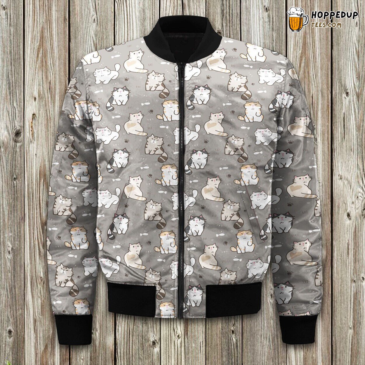 Feline Embrace Cat Winter Bomber Jacket Tailored Unique Elegance Precision Design