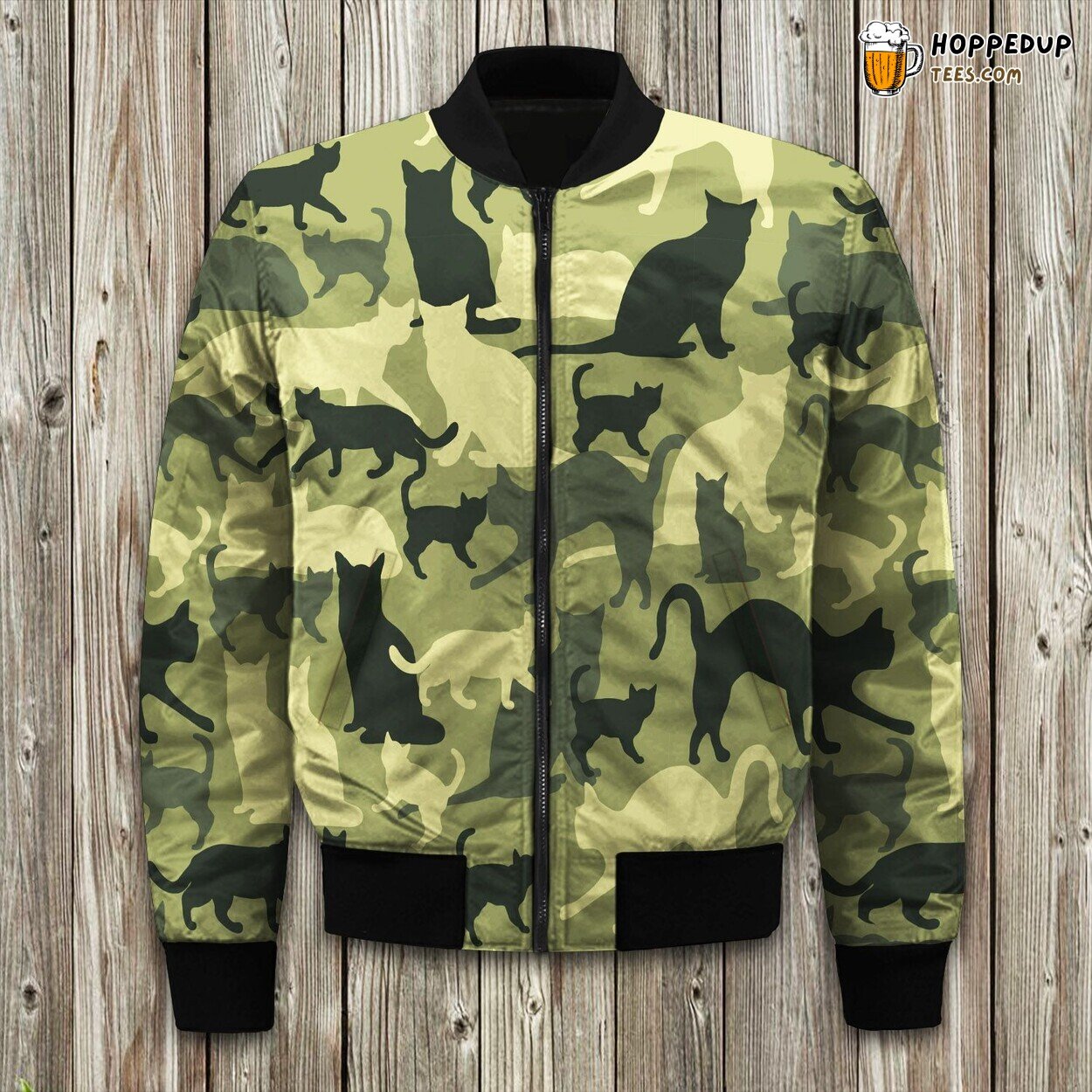 Feline Essence Camo Winter Bomber Jacket Tailored Unique Elegance Precision Craft