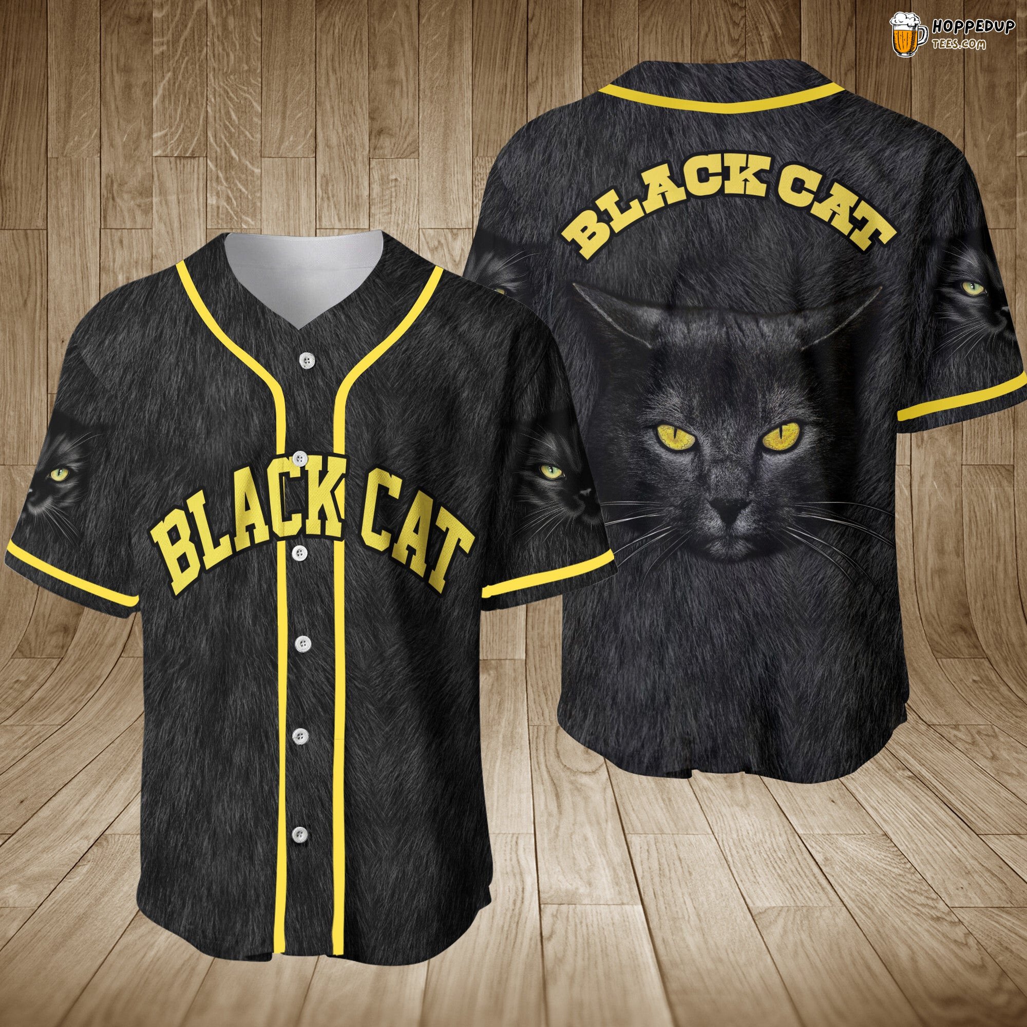 Feline Inspired Design Black Baseball Jersey Unique Distinctive Look Style