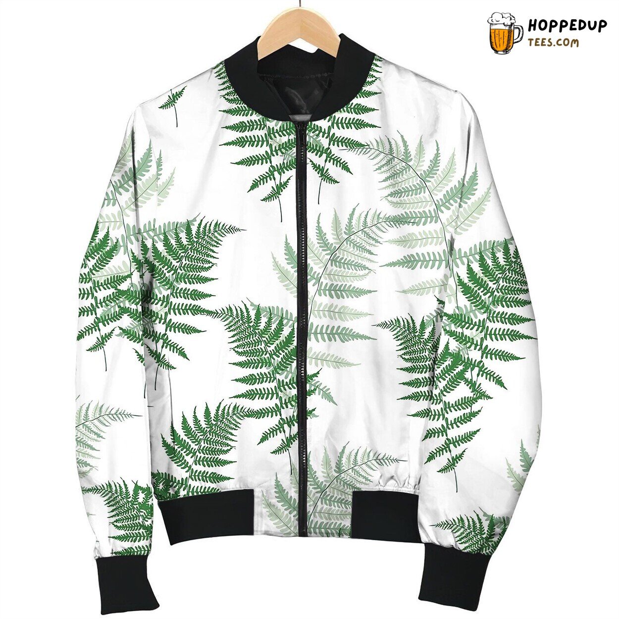 Fern Frond Herbs Tropical Forest Plant Leaves Bomber Jacket