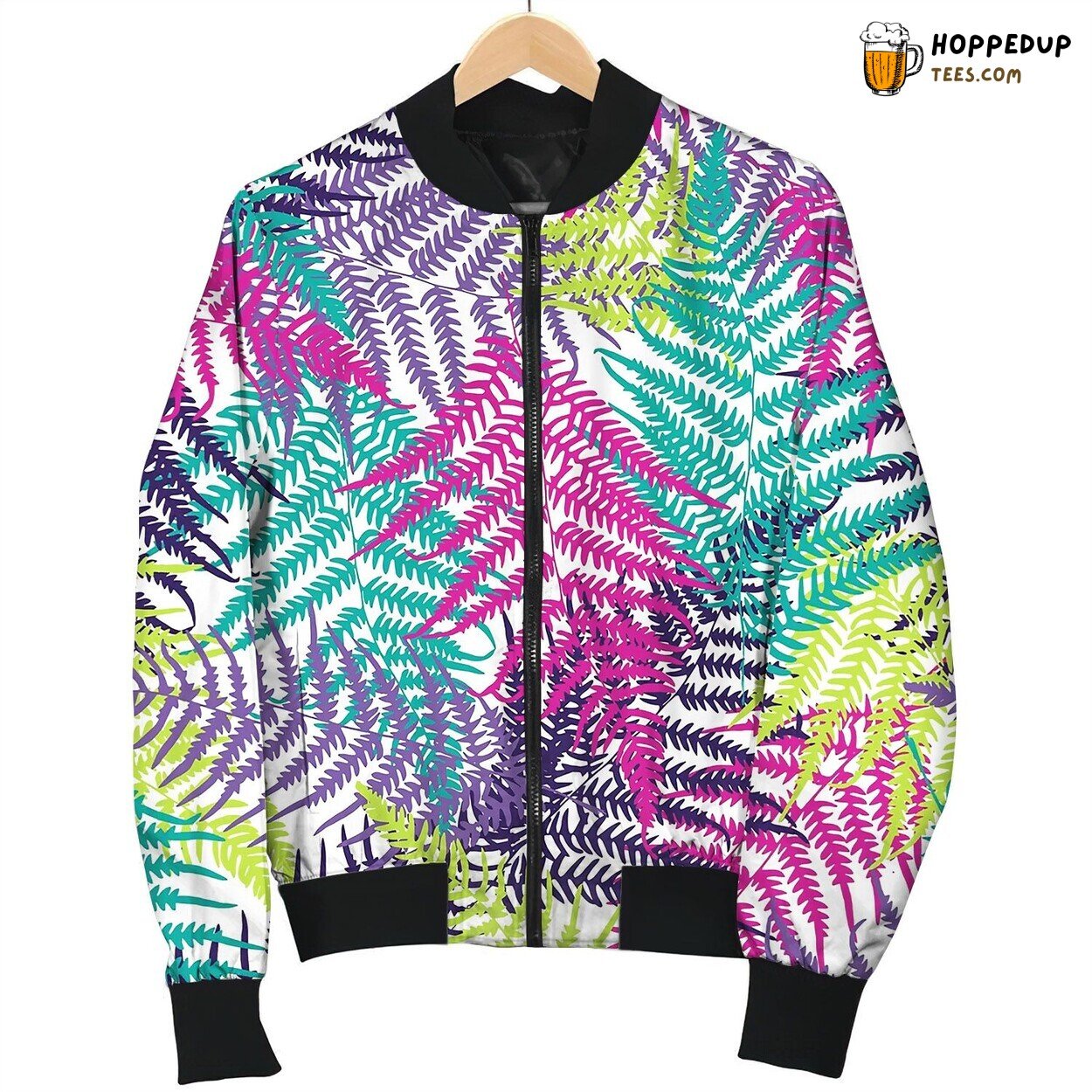Fern Frond Seamless Pattern Bomber Jacket