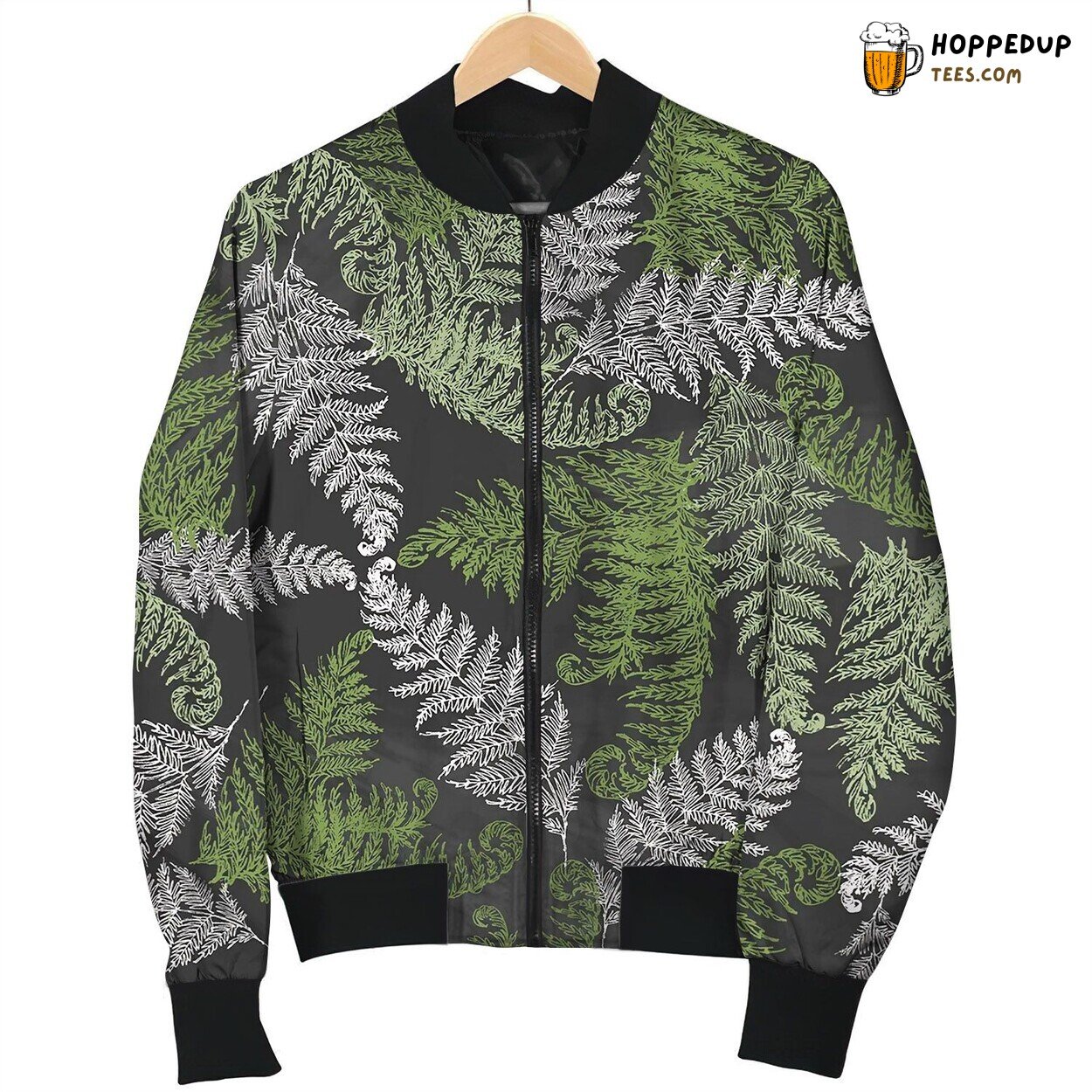Fern Herbs Tropical Forest Plant Leaves Bomber Jacket