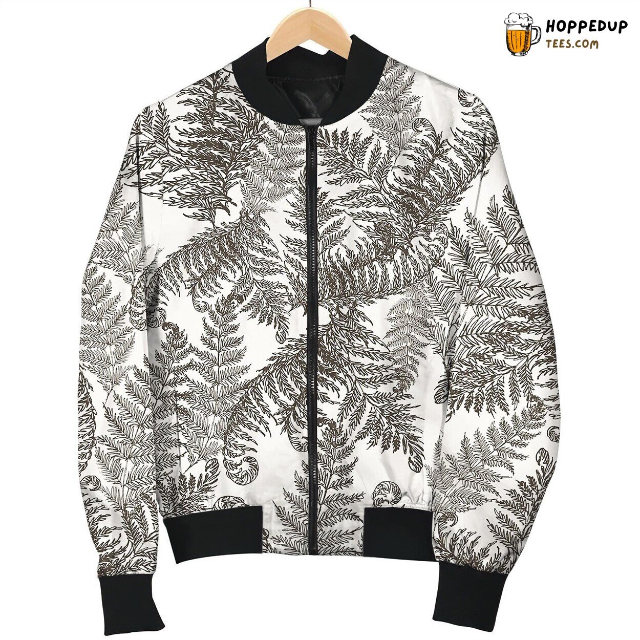 Fern Herbs Tropical Forest Plant Leaves Seamless Bomber Jacket