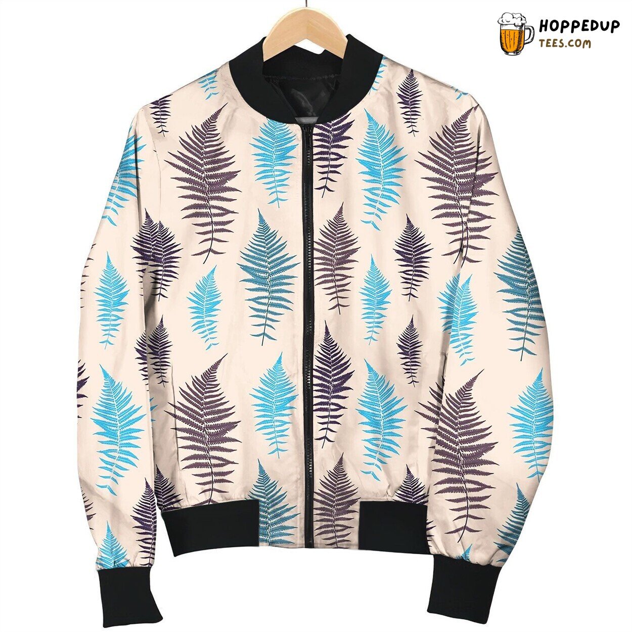 Fern Leaf Leaf Seamless Pattern Background Bomber Jacket