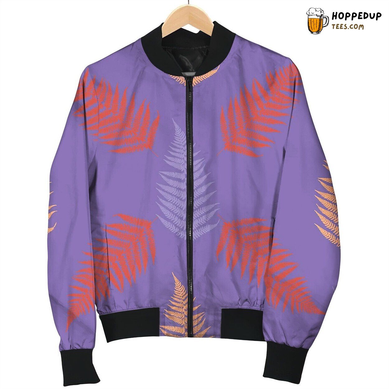 Fern Seamless Pattern Ultra Violet Bomber Jacket