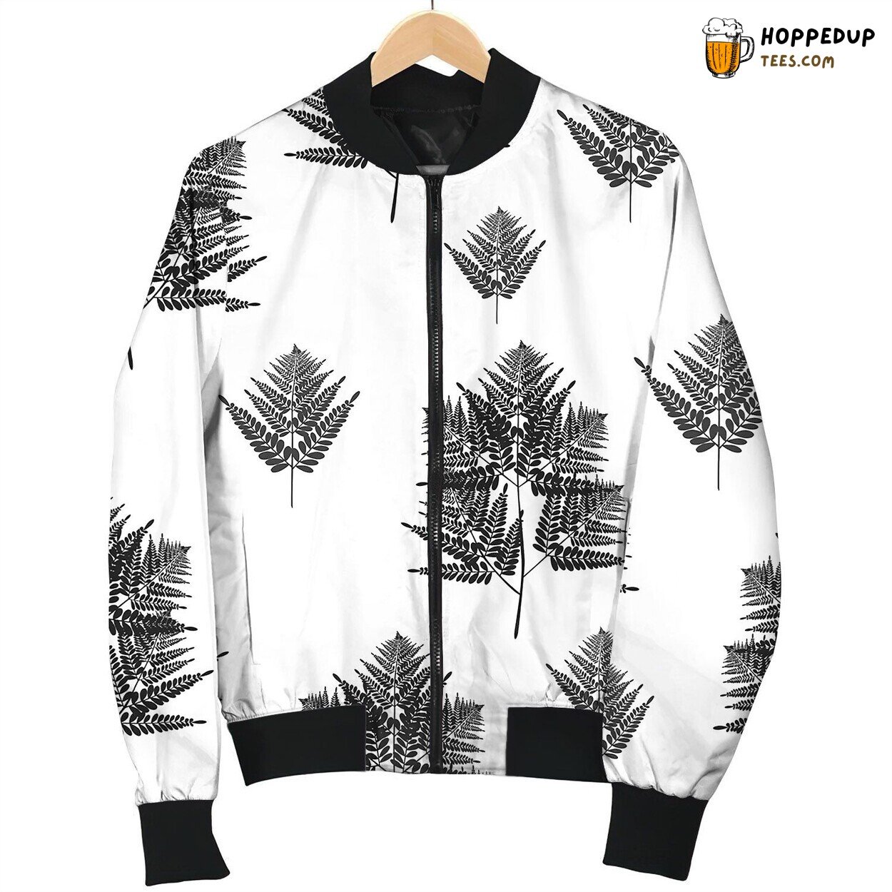 Fern Tropical Leaves Seamless Pattern Bomber Jacket