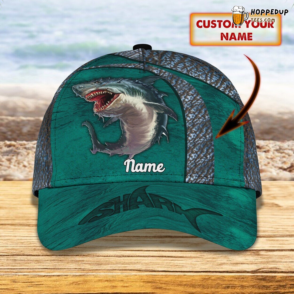 Ferocious Shark Design 3D Classic Cap Personalized Unique Name Edition