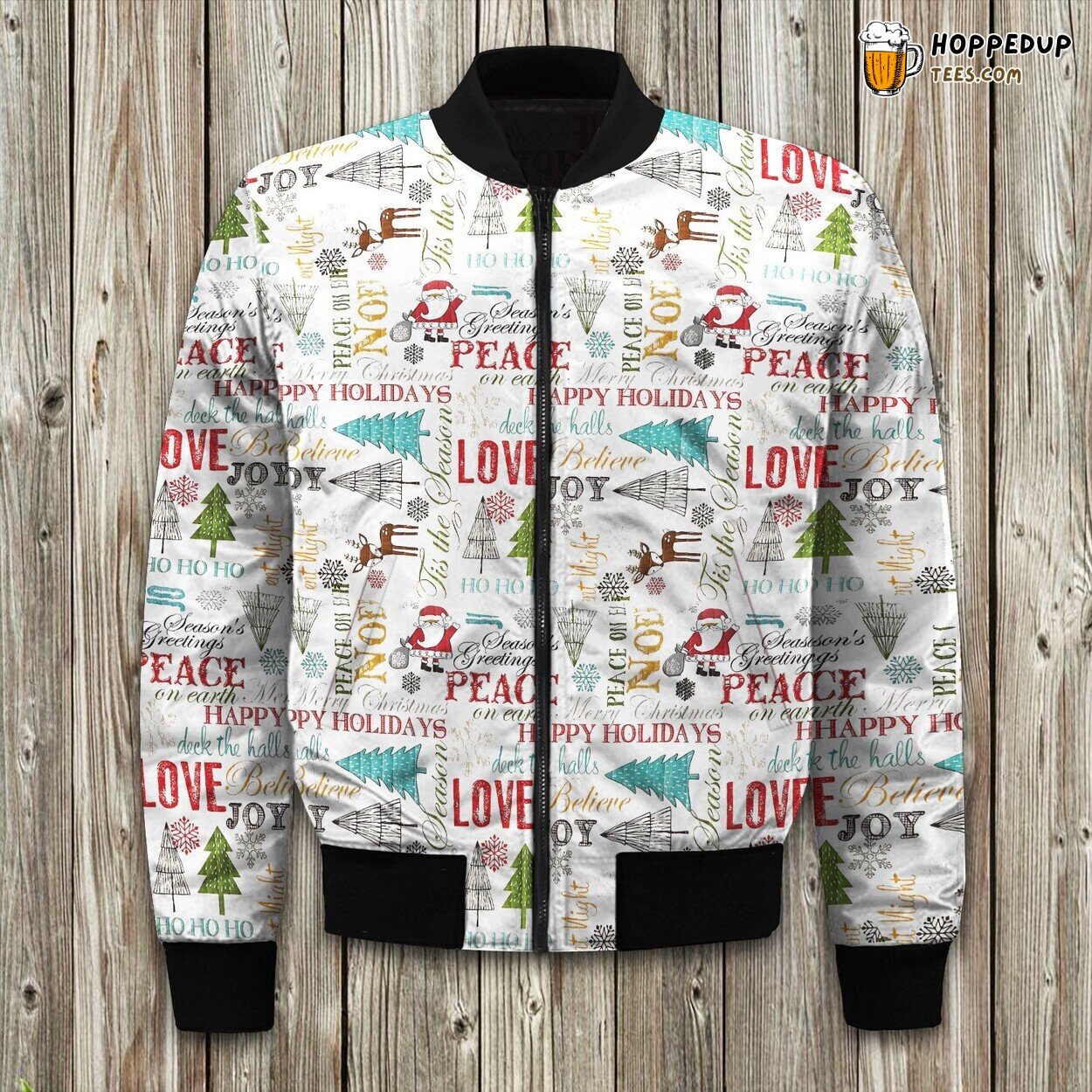 Festive Cheer Christmas Theme Winter Bomber Jacket Yuletide Fashion
